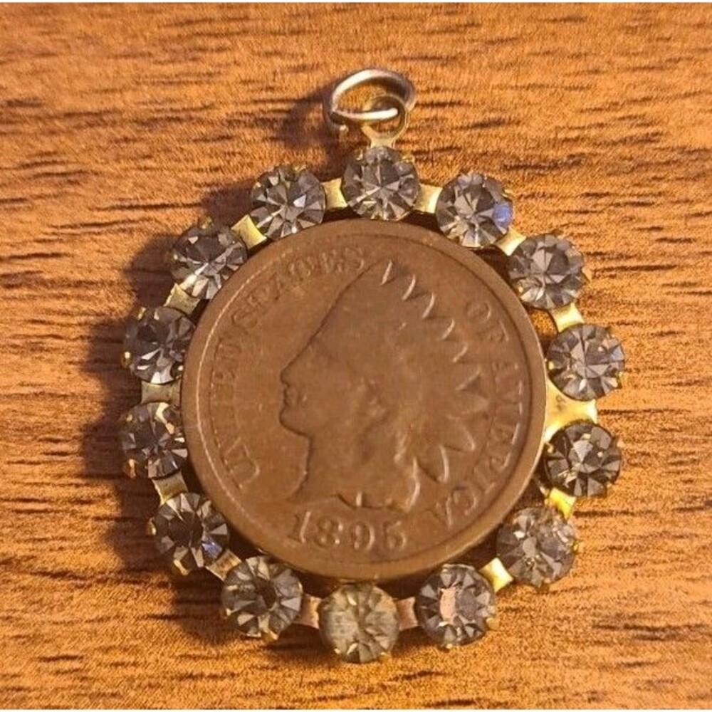 Vintage 18k EPG Francesca Pendant With 1895 Penny Necklace